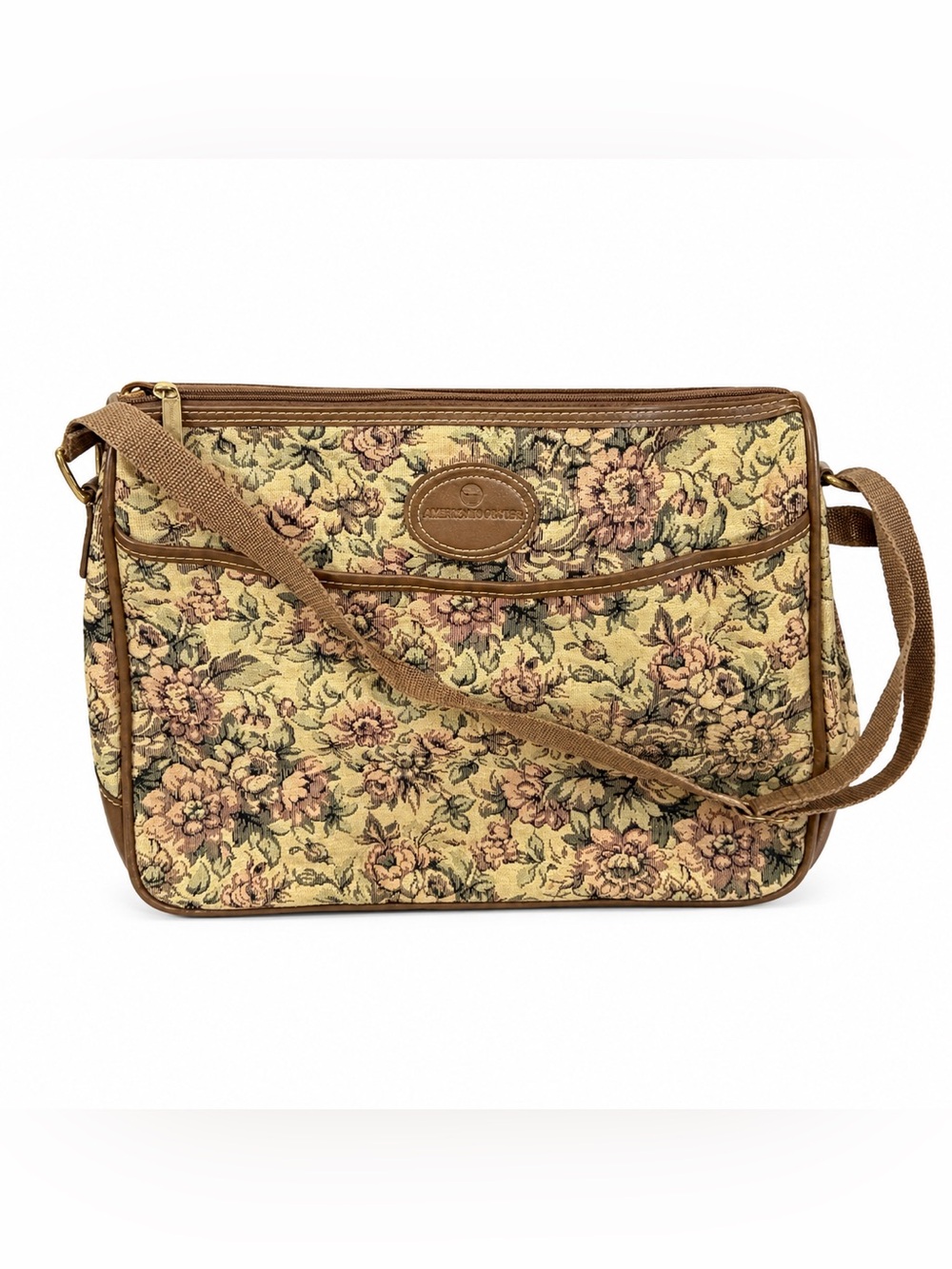 Vintage American Flyer Floral Tapestry Luggage